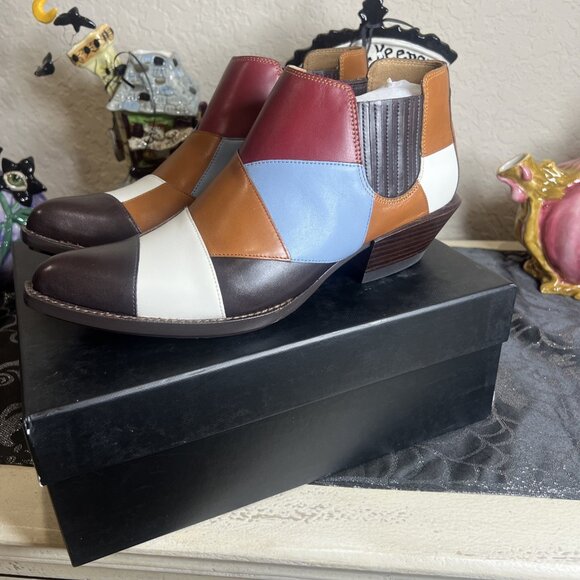 COACH Womens Multicolor Patchwork BANDIT Ankle Booties Boots Sz 7B New Bag Box - Picture 3 of 15
